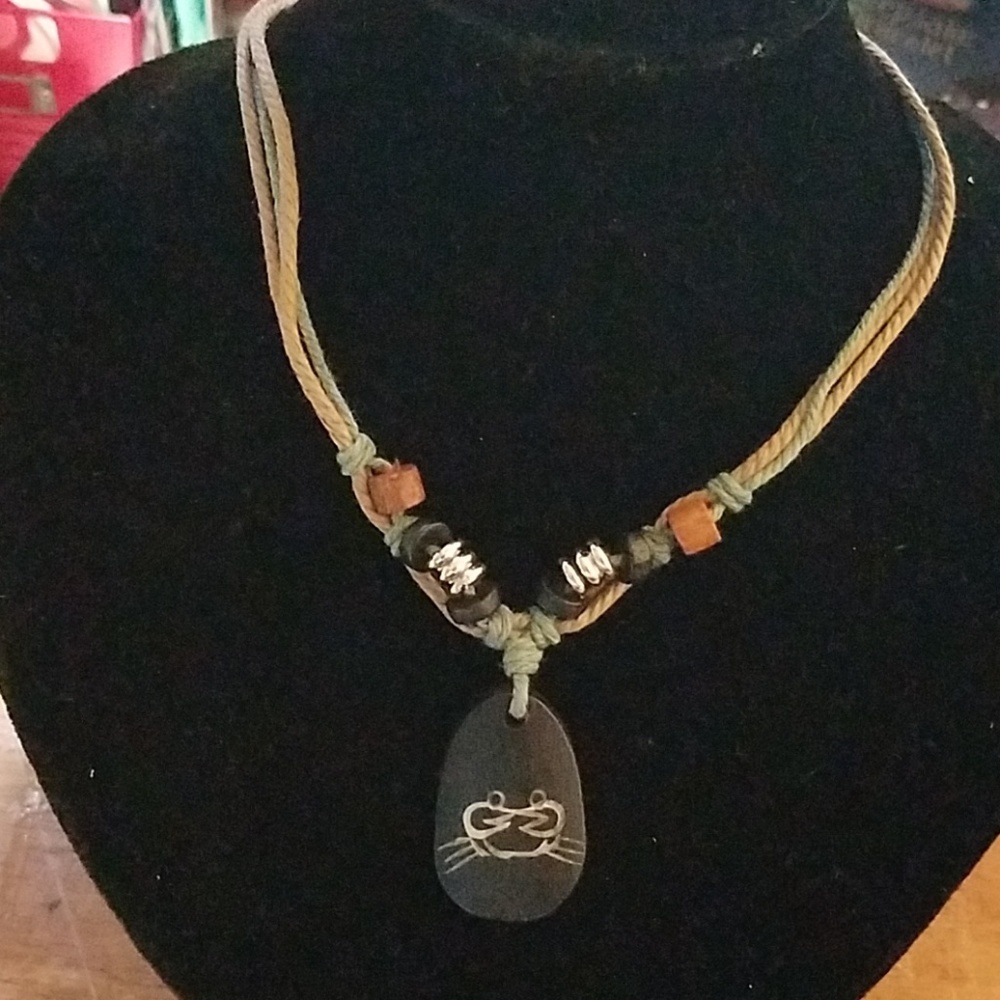 Nature Stones, Beads, & Twine Necklace 23"